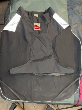 Boots & Barkley Gray Zip-Up Pet Jacket with Red Logo Tag- rain jacket